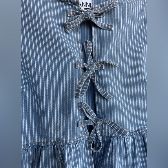 Ganni Denim Blue Pinstripe Dress - Picture 4 of 6